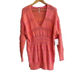 Free People hot tropics paloma combo knit V-neck pullover sweater